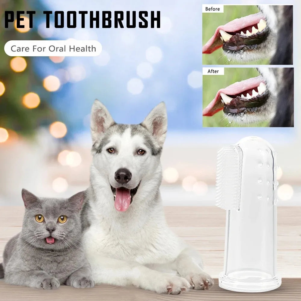 Silicone Fingertips Toothbrushes Cat Dog Pet Tools for Removing Bad Breath Tartar Pets Teeth Oral Cavity Cleaning Care Products